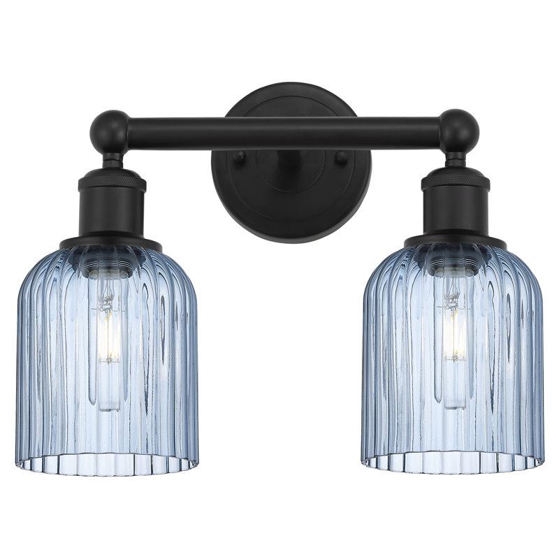 Abat-jour de salle de bain 2 lumières Edison Addeline 14 po, Noir mat, Bleu