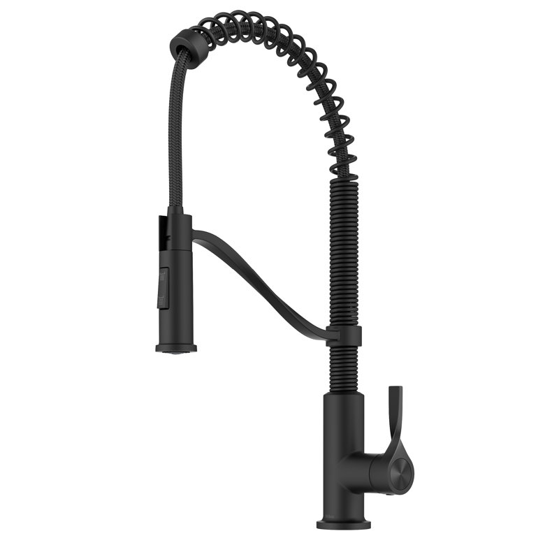 Kraus Torak Commercial Style 2-Function Single Handle Pull Down Kitchen Faucet, Matte Black