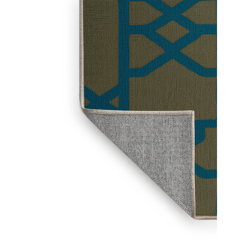 Machine Washable Trellis Brown Area Rug, Round 8'