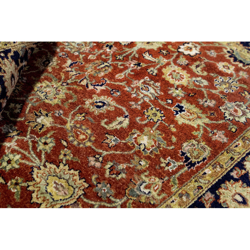Tapis rouge et noir noué à la main de haute qualité