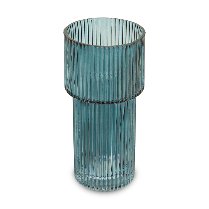 Demekia Glass Table Vase, Blue, 20cm H x 10cm W x 10cm D