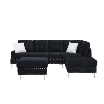 Right-Facing Chaise,L Shape Modular Sectional Sofa,Enjoy Improved Lumbar Support,Compressed Sectional Sofa Modern Minimalist Style Corduroy Couch,Unfold Into A Bed, Bedroom, Comfy Compressed Sofa