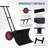 Black Metal Snow Shovel with Wheels, Adjustable Handle Heavy Duty Snow Pusher for Driveway Removal-120832428