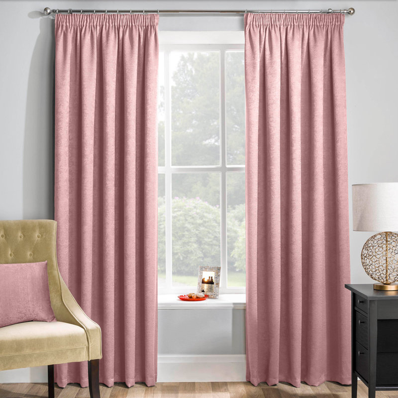 Armington Pencil Pleat Light Reducing Thermal Curtain, 168cm Width x 137cm Drop, Pink