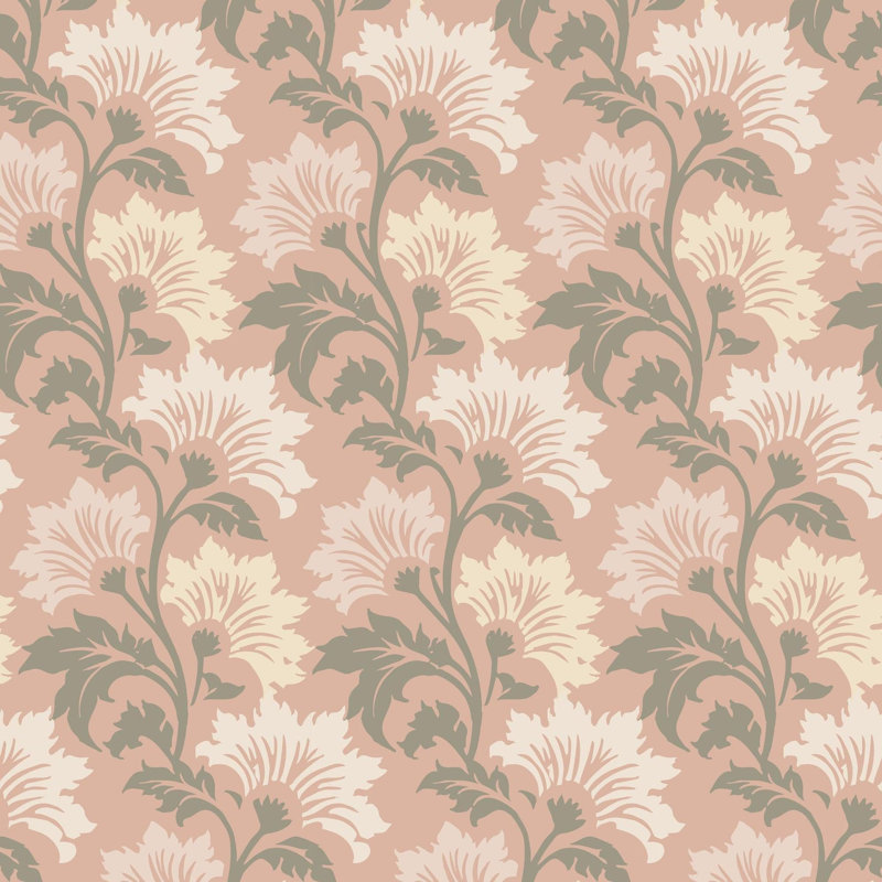 Wildflower - Botanical Wallpaper, Pale Skies, Faux Grasscloth