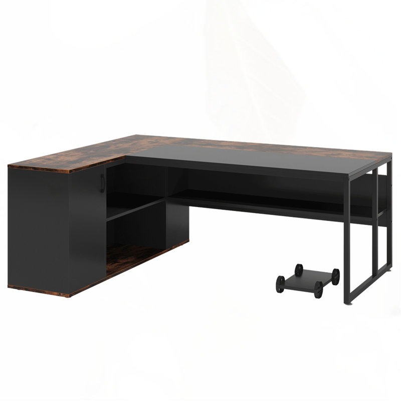 Bureau de direction en L 71 po, Brun / Noir