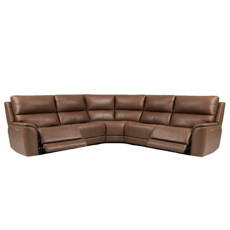 5 pièces, 2 fauteuils inclinables modulaires surdimensionnés, appui-tête électrique et lombaire, Marron clair, Alimentation