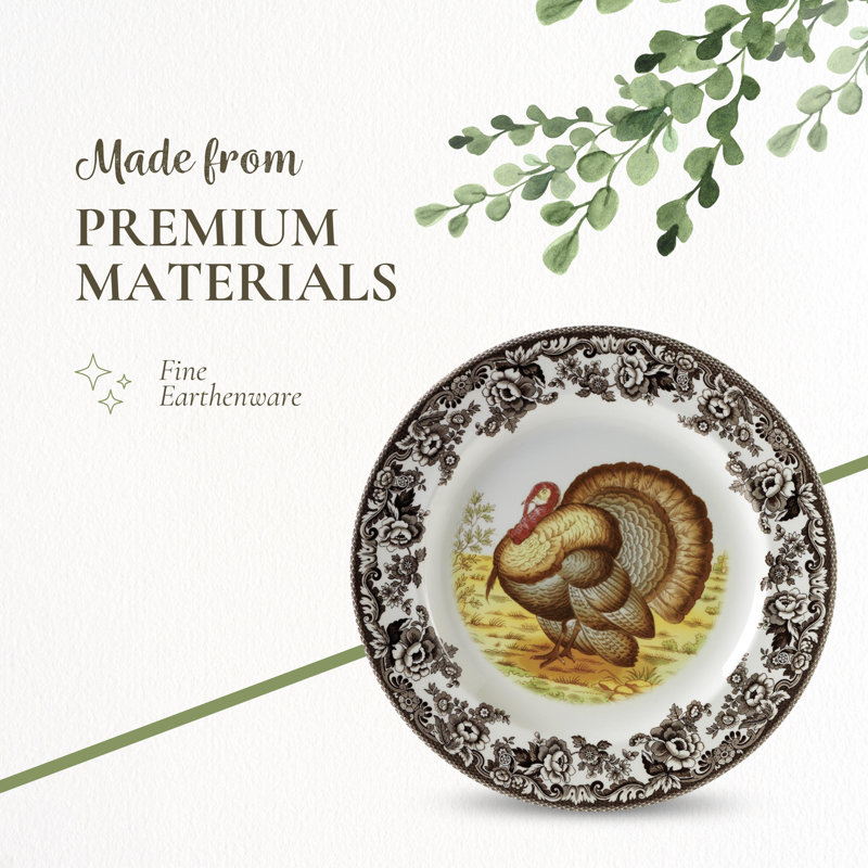 Plat de service rond Spode Woodland, Turquie - brun / blanc