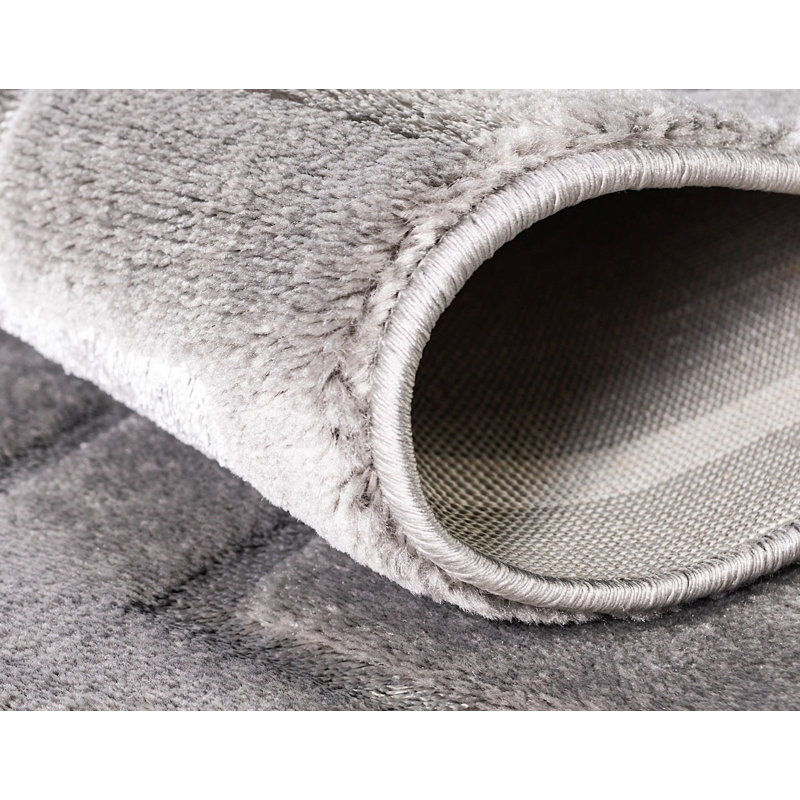 Corando Geometric Silver Area Rug, Rectangle 2' x 3'