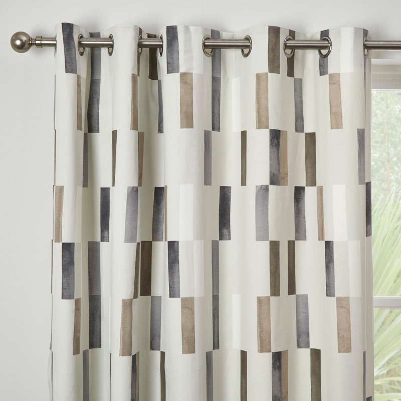 Cotton Semi Sheer Curtain Pair, Natural, Width 117 x Drop 137 cm