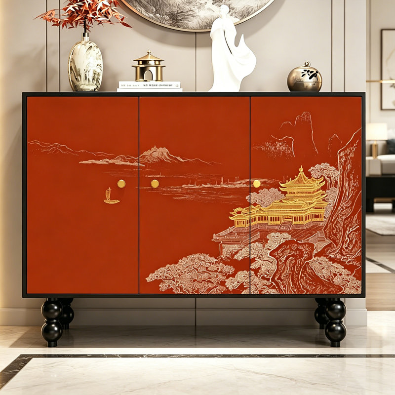 Chinese Style Wooden Entryway Storage Cabinet