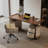White Rectangular Solid + Manufactured Wood with 2 drawers desk-109580555