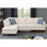 Ensemble 2 pièces et méridienne faisant face à gauche de 98 po, revêtement en lin beige, accoudoirs ronds, dossiers rembourrés, décoration cloutée contemporaine, sièges rembourrés de mousse, sièges pour cinq personnes, deux coussins décoratifs pour