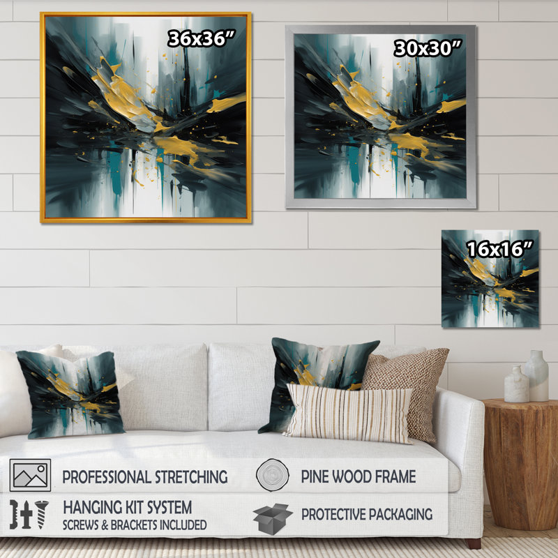 «Marenco Yellow and Green Essence Of Modernity I», reproduction sur toile, H 16 po x l 16 po x P 1 po, Toile tendue