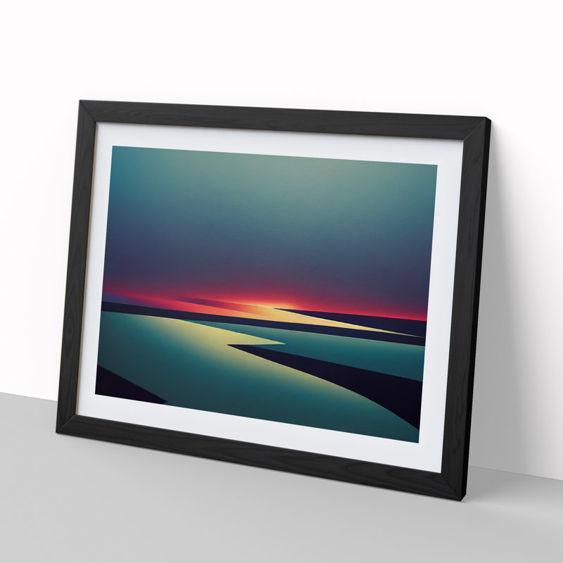 Abstract Ocean Scene - Single Picture Frame Print, Black, 34cm H x 46cm W x 2cm D