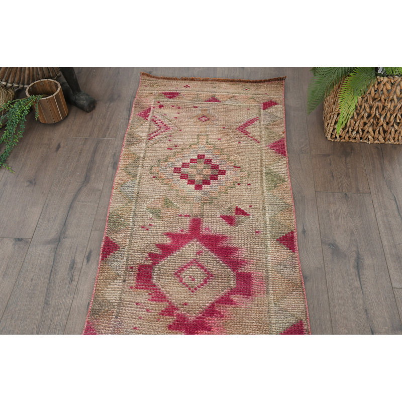 Tapis de couloir en laine rouge 25,2 x 157,5 pouces