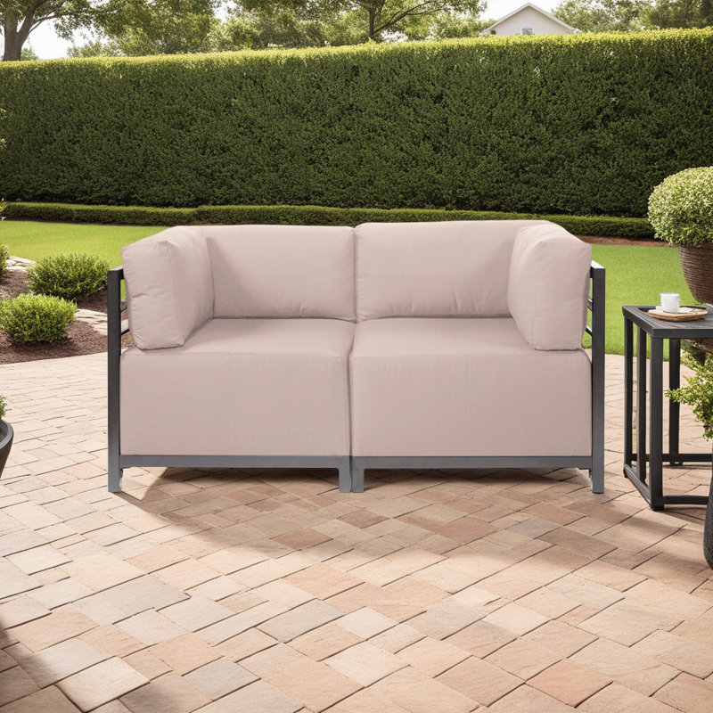 Woodsen 65'' Upholstered Loveseat, Titanium, Seascape Natural, 30" H x 65" W x 65" D