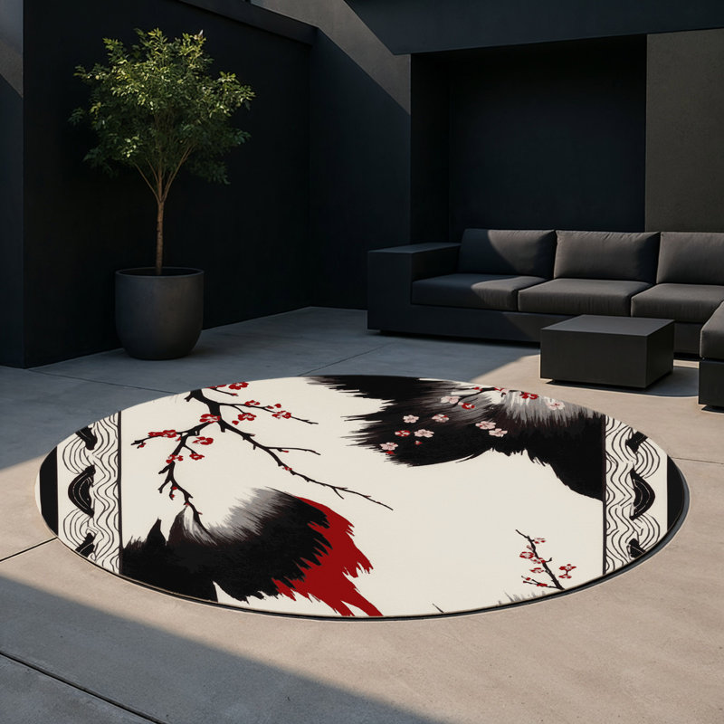 Tapis intérieur et extérieur Plum Whisper, Rond 5 pi