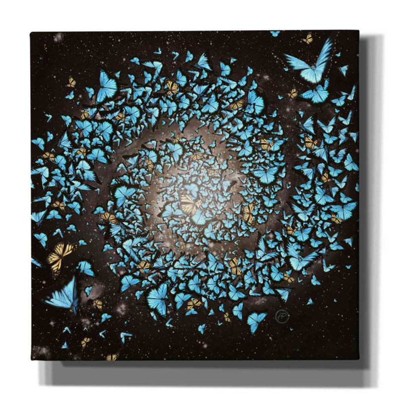 Papillon galaxie - impression sur toile tendue, H 26 po x l 26 po x P 1,5 po