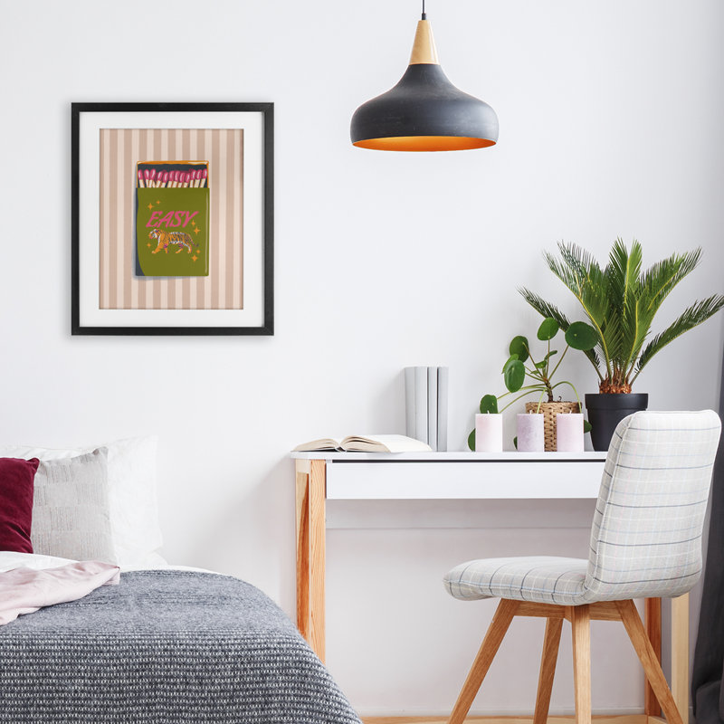 Easy Tiger Retro Matches Framed Print Under Glass, design by Elyse Anastacia, Midnight Black Frame, 16" H x 13" W