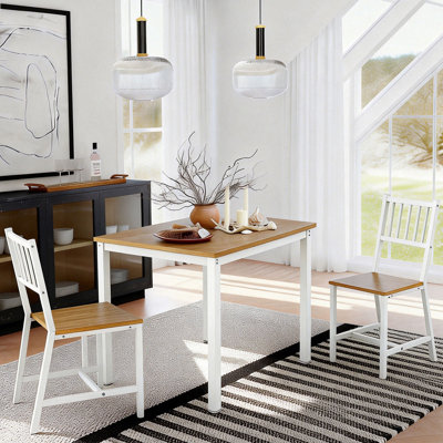 3-Piece Rectangle Dining Table Set, Industrial Style Small Kitchen Table And Chairs For 2