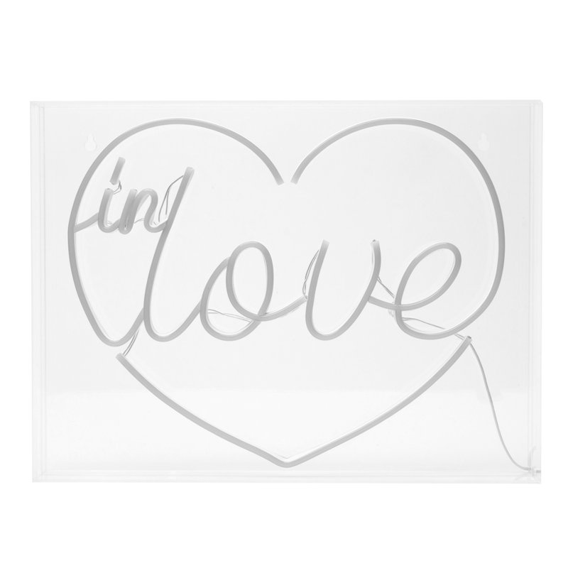 In Love Acrylic LED Neon Sign Red Heart Wall Decor - 16" x 12"
