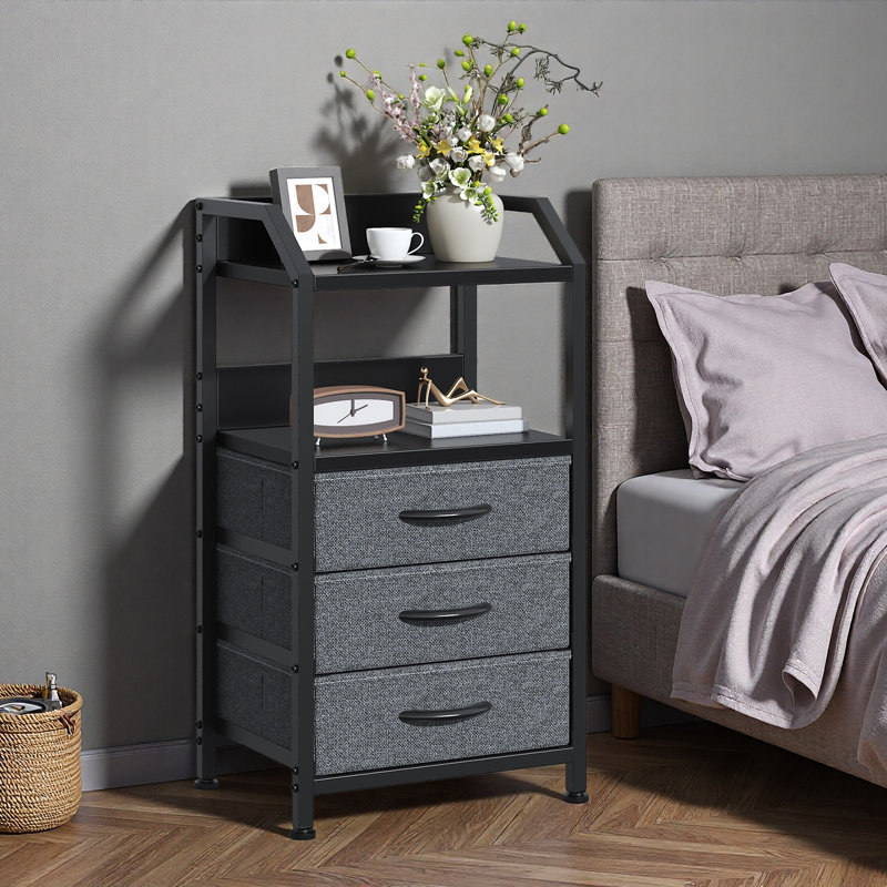 40 cm W Bedside Table, Deep Grey