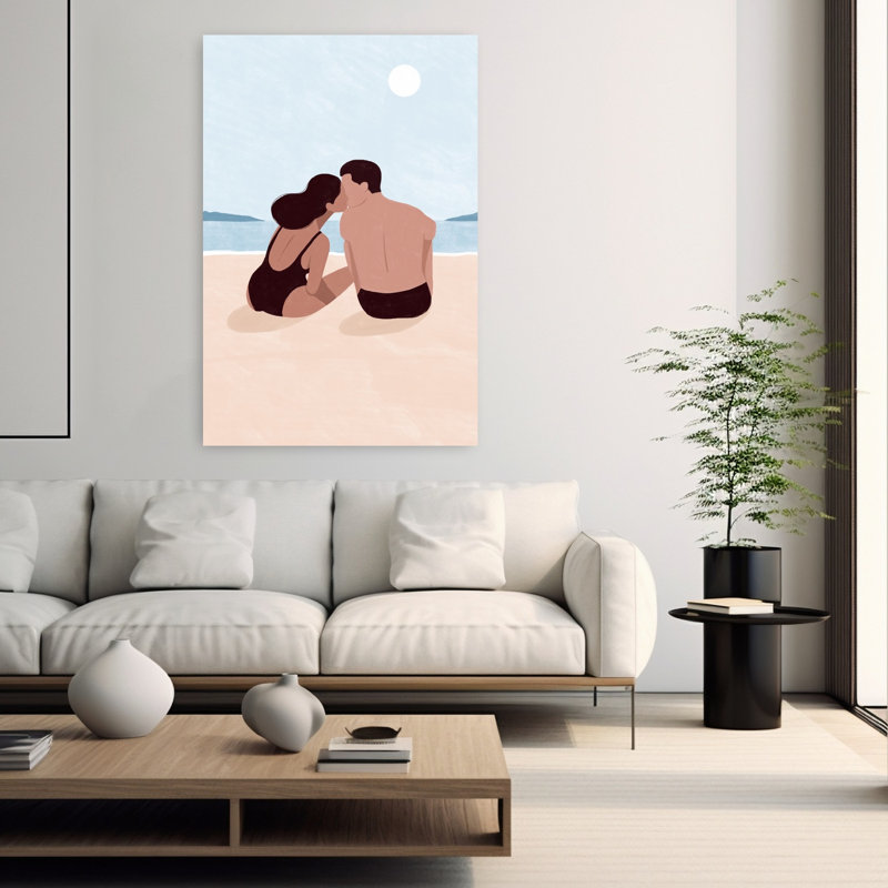 Art contemporain, art abstrait côtier romantique, H 60 po x l 40 po