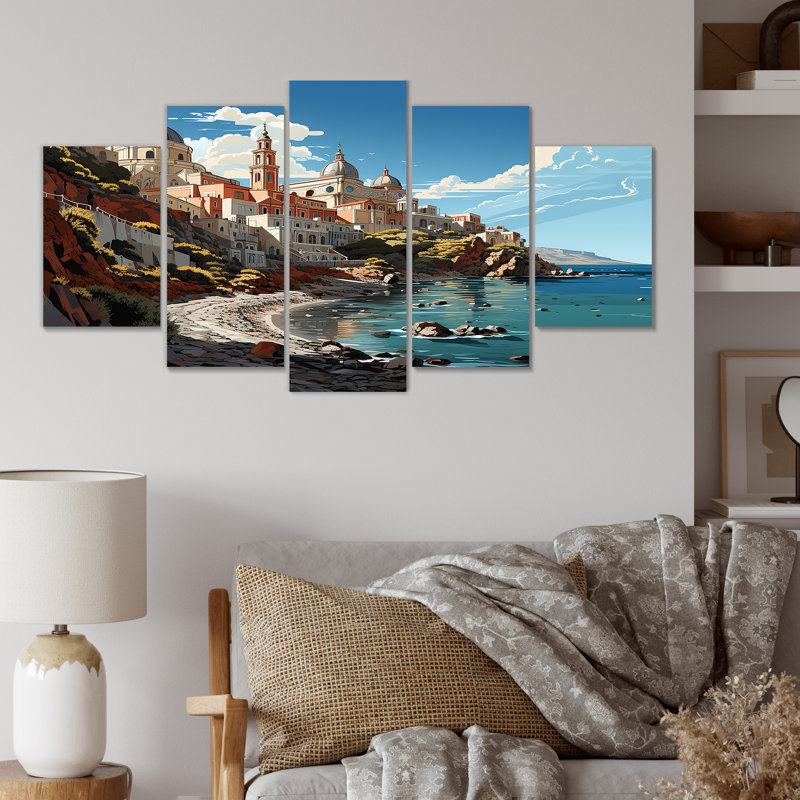  «Italian Coastal Village II - Landscape Italy Multipanel Wall Art