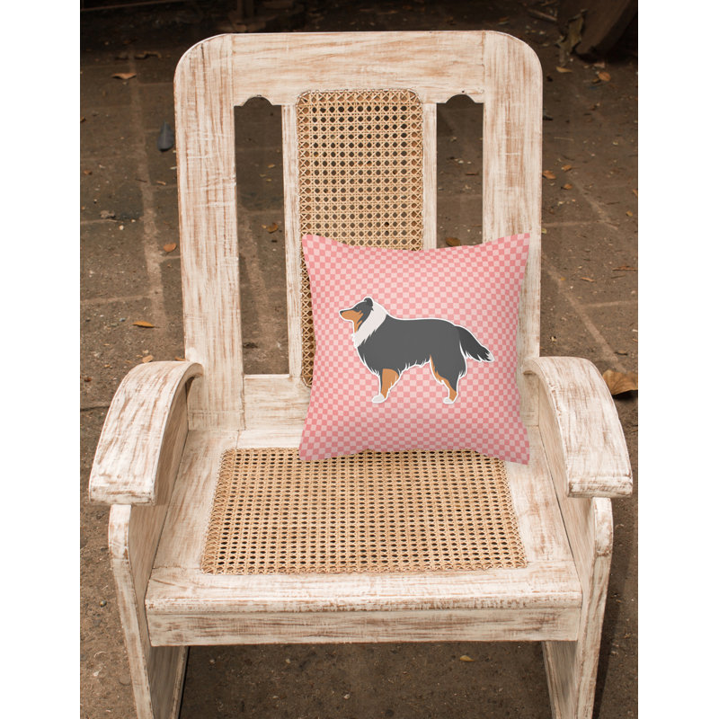 Coussin décoratif intérieur/extérieur sheltie, H 18 po x l 18 po x P 3 po, Rose