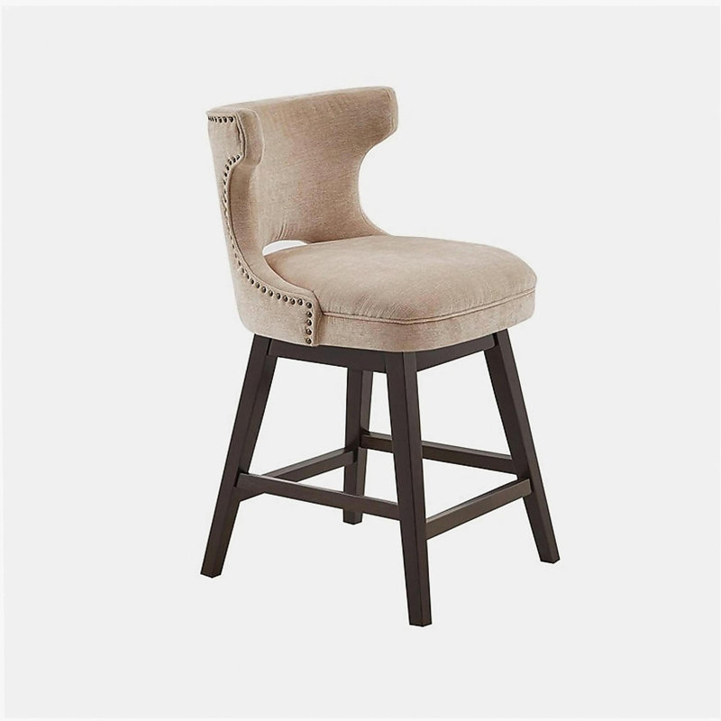 Tabouret de bar rotatif 25,75 po, Brun, Beige