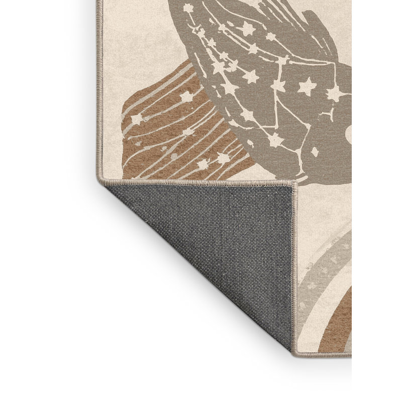 Tapis doux et moelleux à motif abstrait bord de mer beige, 7 x 9