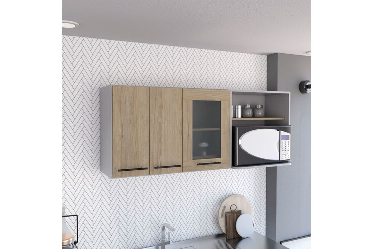 wallpaper behind cabinets