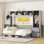 Grand lit escamotable mural avec placard et tiroirs