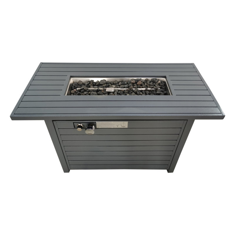 Foyer de table extérieur en acier au propane de 25 po H x 42 po avec couvercle