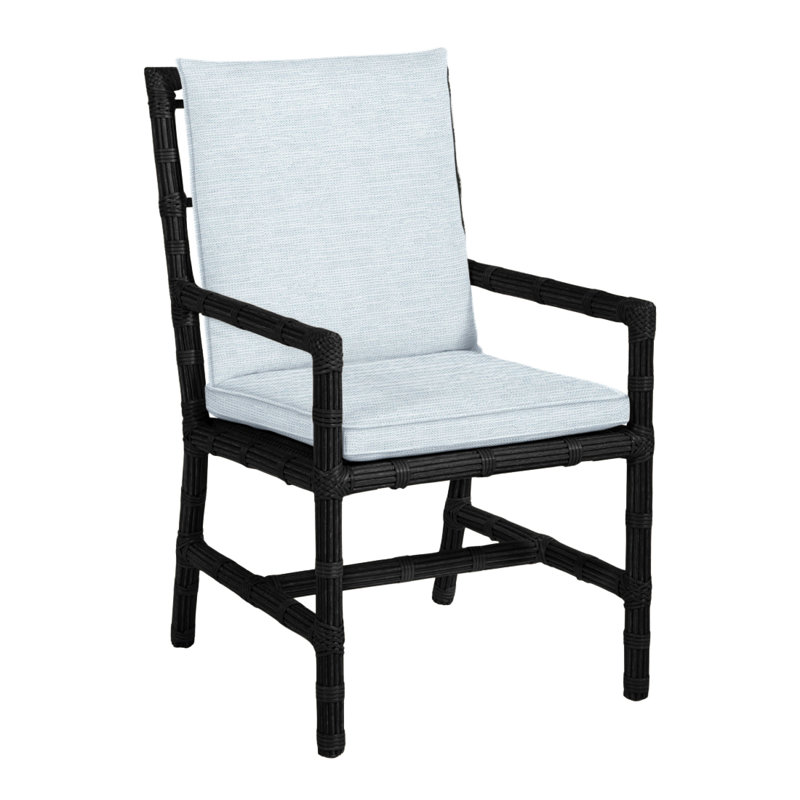 Newport Patio Dining Armchair with Cushions, Welt, Paper Sky, Onyx