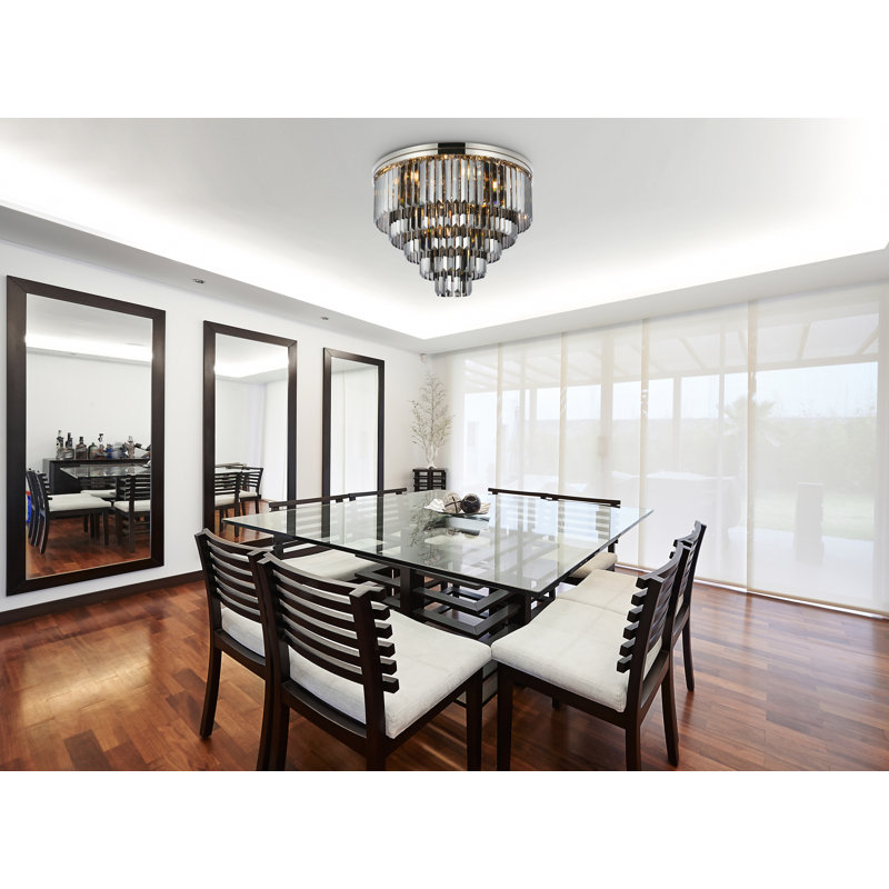 Yazmin Crystal Flush Mount, Gray, Polished Nickel