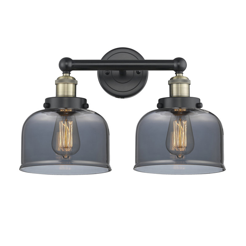 Éclairage pour meuble-lavabo à 2 lumières à intensité variable Arlester, Plaqué couleur fumée, Laiton antique noir