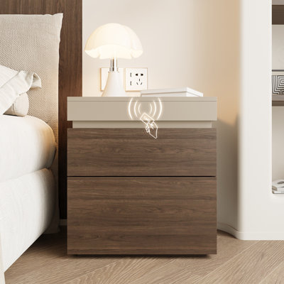 19.6''W 4-Drawer Contemporary Wood Nightstand With Storage Compartment And NFC Lock And Key Lock