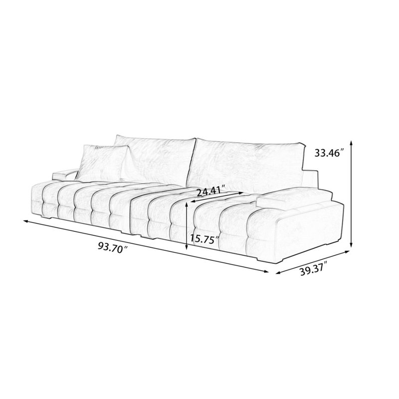 Coussin modulaire caramel 100% polyester, H 33,46 po x l 93,7 po x P 39,37 po, Caramel
