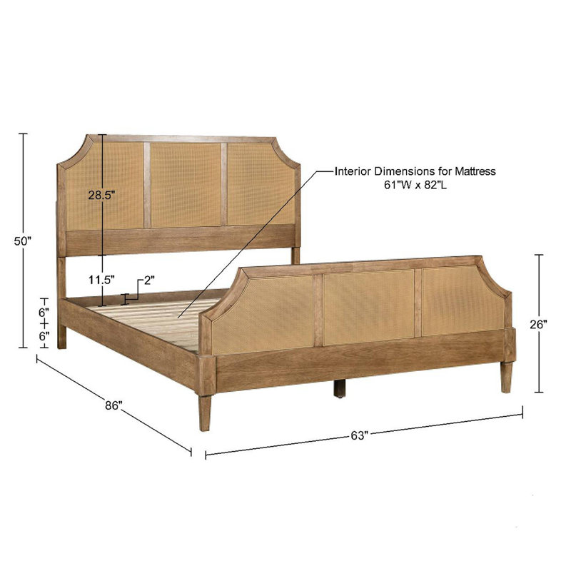 Toasted Almond Queen Platform Bed with Cane Panels