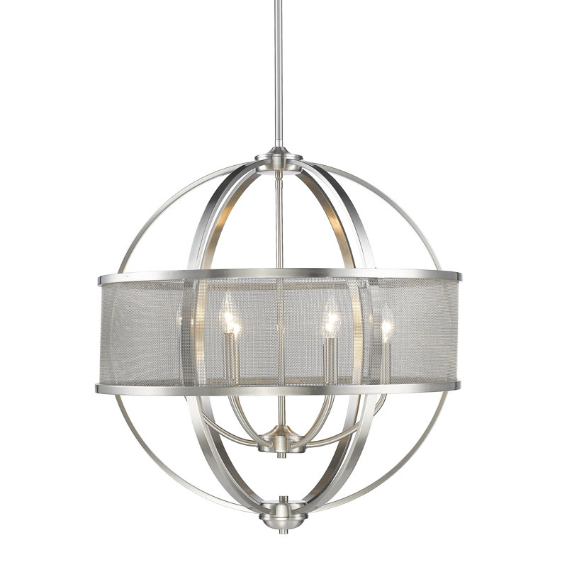 Petitt 6-Light Dimmable Globe Chandelier, Olympic Gold, No Shade