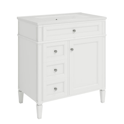 " bathroom vanity with sink, modern storage cabinet with 2 drawers and tip-out drawer, single sink design