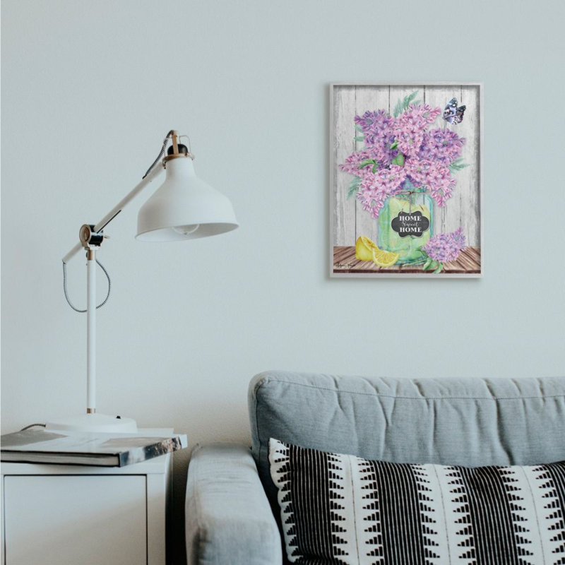 «Home Sweet Home Expression Lilac Flowers» par Sheri Hart - impression d'art graphique, Estampe numérique Farmhouse