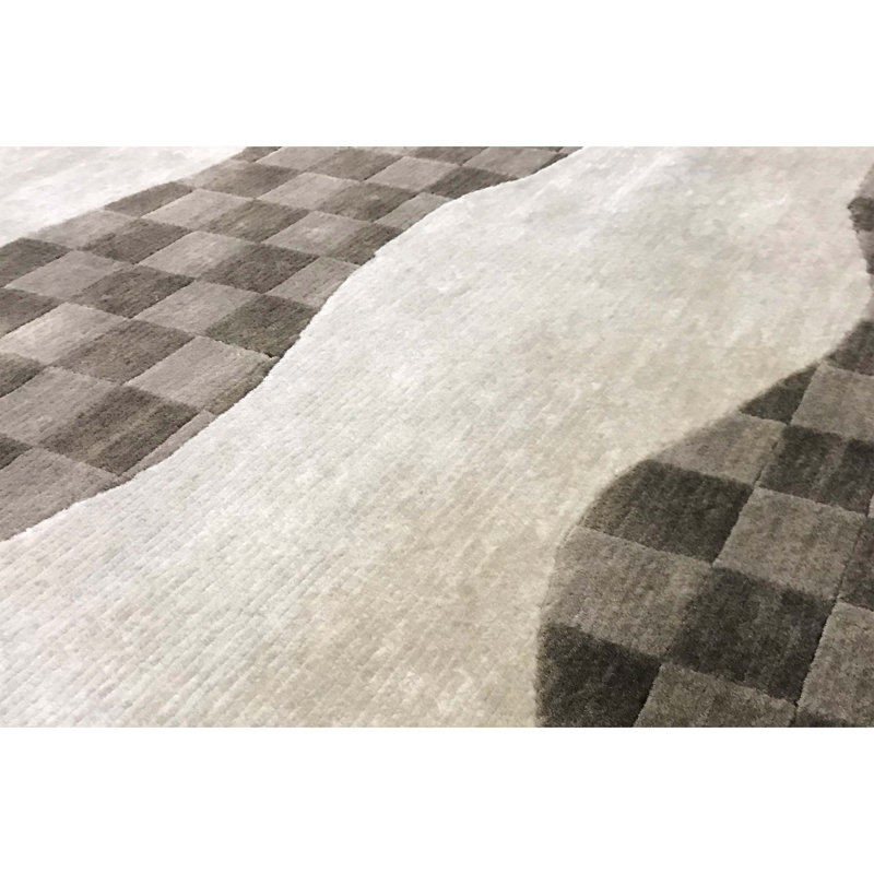 Tapis beige noué à la main de haute qualité