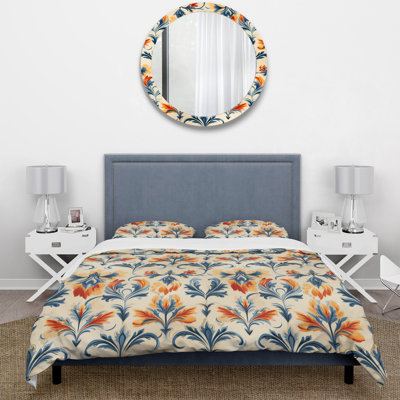 Ensemble de housse de couette orange et bleu Ikat Facade Splendor