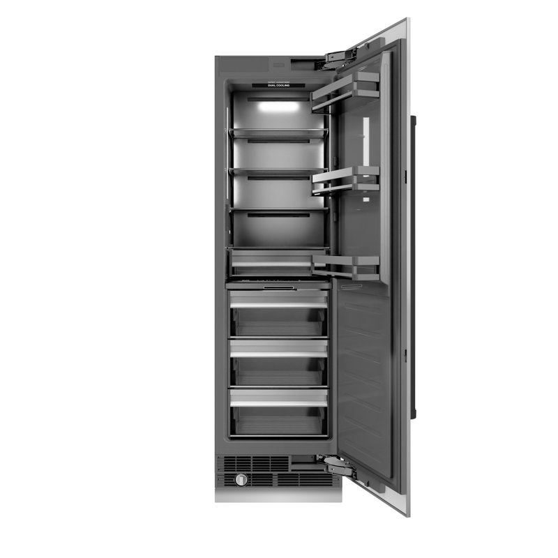 ZLINE Autograph 24 in. Column Refrigerator with Graphite Gray Interior and Polished Gold Accents, Stainless Steel/Black