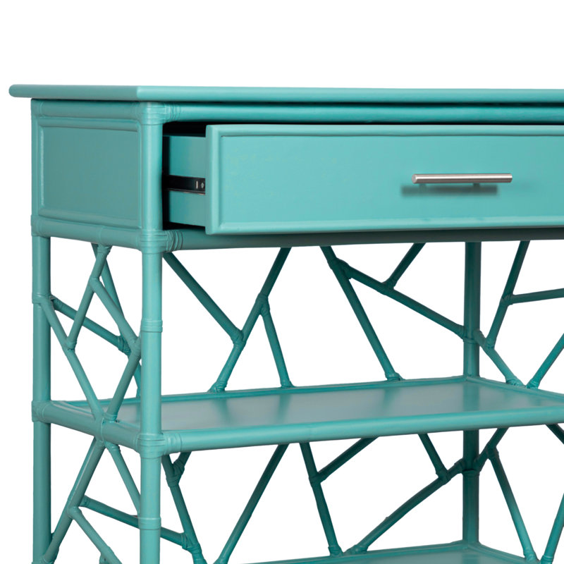 End Table with Storage, Turquoise