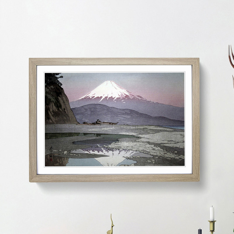 Fujiyama from Okitsu by Hiroshi Yoshida - Picture Frame Painting Print, Oak Framed, 48cm H x 65cm W x 2cm D
