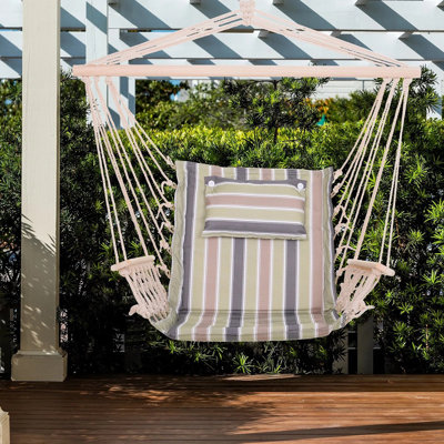 Hisako Outdoor Hanging Hammock Chair Wooden Arms Multicoloured